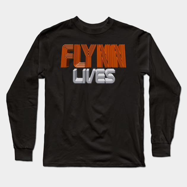 Tron - Flynn Lives 3D Long Sleeve T-Shirt by RetroZest